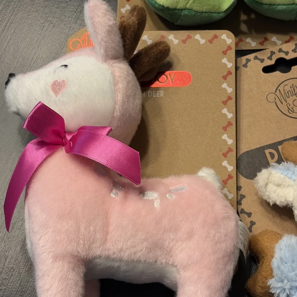Lot of 3 NEW Plush Winifred & Lily DOG TOYS Small Dog - Squeaky, Soft